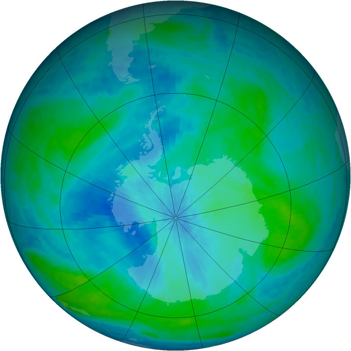 Antarctic ozone map for 20 February 2004